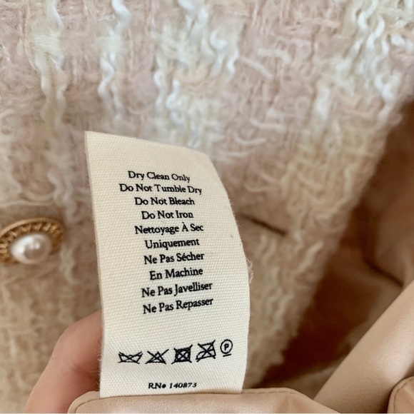 [🌟 PRICE FIRM] LoveShackFancy Plaid Tweed Pearl Button Long Trench Coat - Picture 13 of 16